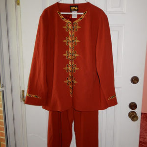 Bob Mackie Wearable Art Set jacket and pant 2X